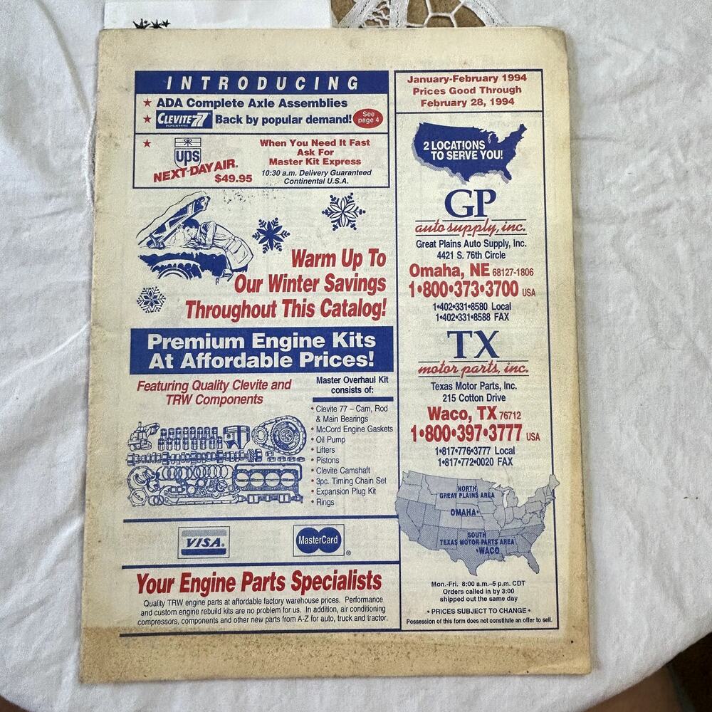 SKU 1650 GP Great Plains Auto Supply TX Motor Parts Catalog Jan Feb 1994